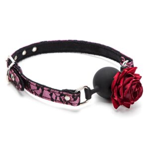 Adult Slave Harness Silicone Rose Ball Open Mouth Gag BDSM Bondage Fetish Mouth Restraint Sex Toy for Woman Exotic Accessories