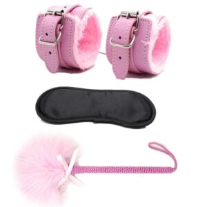 3PC/Set Sex Toys for Couples Erotic Leather Handcuffs Flirting Whip Tickler Spanking SM Bondage Sex Eye Mask Blindfold Fetish