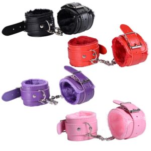 Sexy Adjustable PU Leather Plush Handcuff Ankle Cuff Restraints Bondage Sex Toy Lstry Restraints Sex Bondage Exotic Accessories