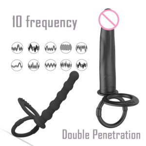 Double Penetration Vibrator Sex Toys Penis Strapon Dildo Vibrators, Strap On Anal Plug for Man Adult Sex Toys for Beginner