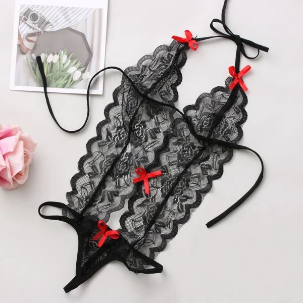 Hot Sale Sexy Lace Siamese Perspective Three-Point Underwear G-string Babydoll Sleepwear Erotic Lingerie Adult Products - Image 4