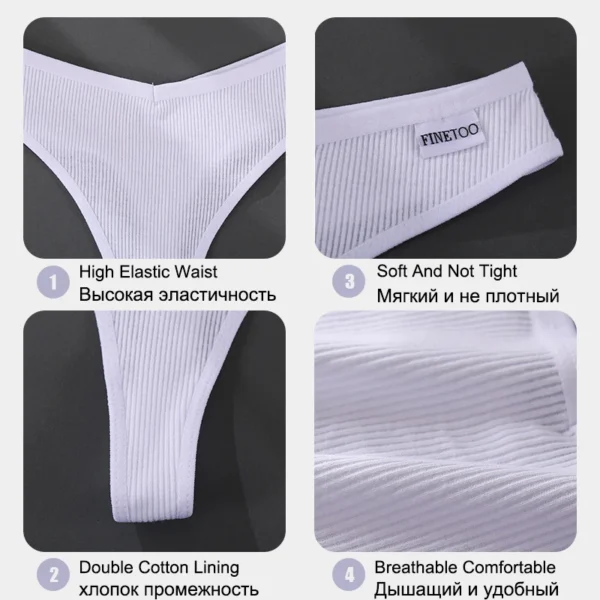 3Pcs/Set Women Sexy Cotton Thongs Solid V-Waist Stripe Lady Panties Breathable G-String Soft Underwear Female Intimates Lingerie - Image 5