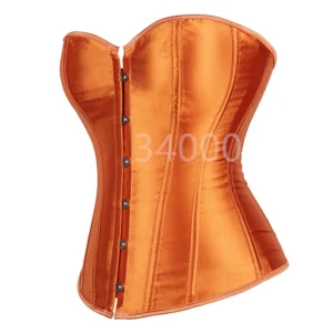 Caudatus Corset Top Bustier For Women Overbust Satin Sexy Lace Up Corselet Brocade Vintage Style Korsett Plus Size Orange