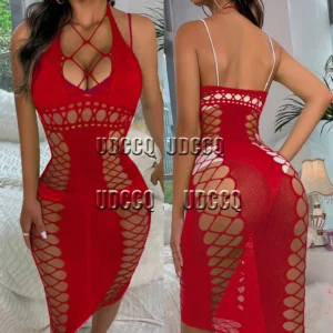 Fishnet sexy Lingerie woman Babydoll apparel Catsuit Underwear Chemises Teddies red Costume sleepwea sexy dress red