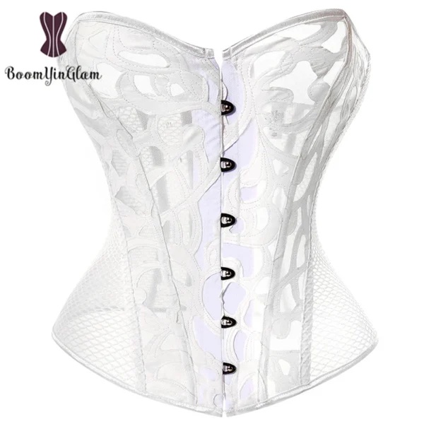 Plus Size XS To 6XL Waist Trainer Corset Overbust Sexi Translucent Corset Top Women Body Shape Wear With G String - Image 5