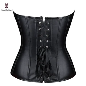 Punk Style Push Up Women’S Plus Size Slimming Body Shapewear Gothic Faux Leather Corset Bustier With Zip 834#