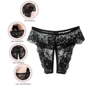 Sexy Women Lace Transparent Panties Opening Underwear Breathable Seductive Lingerie Erotic Crotchless Thongs Underpants