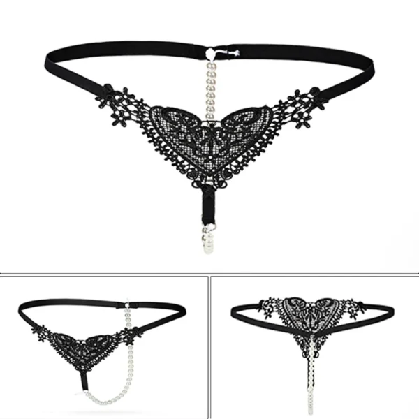 Sexy Women Underwear Panties Female Massage Pearl Lingerie G-stings Hollow Thong Young Girls Hot Embroidery Lace T-back Panties - Image 3