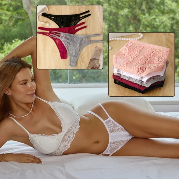 Sexy renda fina cinto calcinha para mulheres, oco fora tangas, baixo crescimento, roupa interior feminina G-String, lingerie biquíni respirável - Image 3