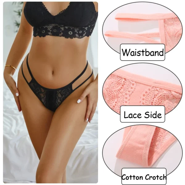 Sexy renda fina cinto calcinha para mulheres, oco fora tangas, baixo crescimento, roupa interior feminina G-String, lingerie biquíni respirável - Image 4