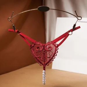 Transparent Women’s Panties Sweet Underwear Open Crotch Thongs Embroidery Sexy Lingerie Erotic Beaded G-Strings T-Back