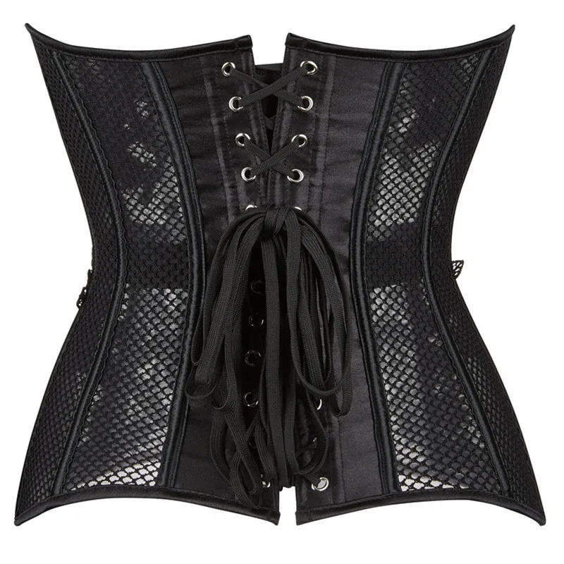 Vintage Lace Breathable Black Women's Breathable Shapwear Costumes Sexy Transparent Mesh Corselet Hollow Out Corset Bustier Top - Image 3
