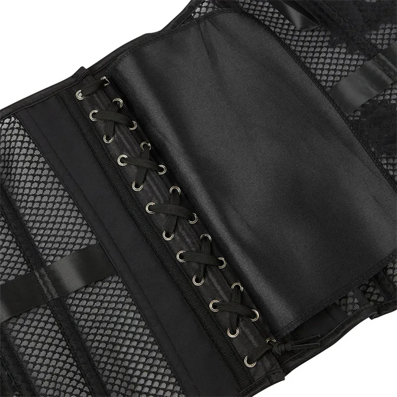 Vintage Lace Breathable Black Women's Breathable Shapwear Costumes Sexy Transparent Mesh Corselet Hollow Out Corset Bustier Top - Image 4