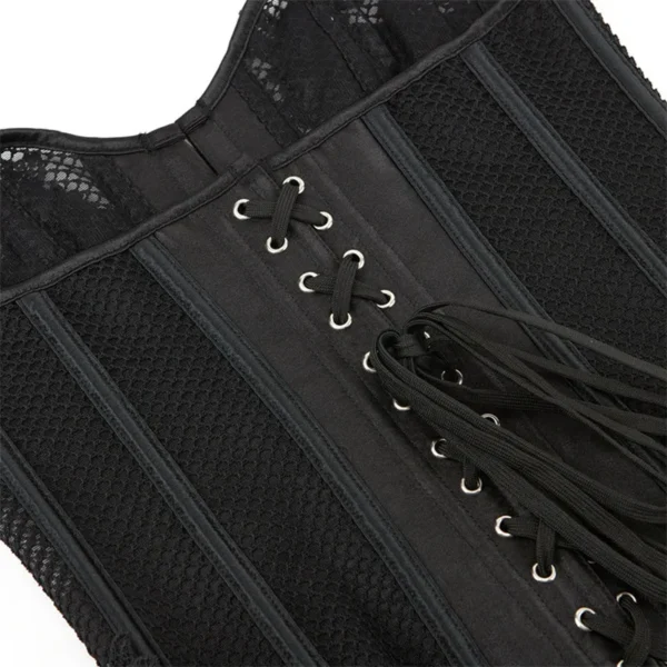 Vintage Lace Breathable Black Women's Breathable Shapwear Costumes Sexy Transparent Mesh Corselet Hollow Out Corset Bustier Top - Image 5
