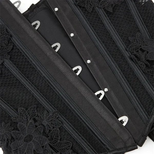 Vintage Lace Breathable Black Women's Breathable Shapwear Costumes Sexy Transparent Mesh Corselet Hollow Out Corset Bustier Top - Image 6