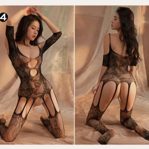 Women Sexy Crotchless Erotic Lingerie Porn Fishnet Mesh Bodysuit Female Stretch Open Crotch Porn Teddy Hollow Out Bodystockings