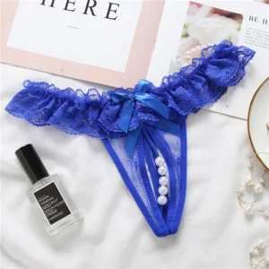 women’s underwear Opening Crotch Pearls Thongs G-String transparent sexy panties female lace low-waist Crotchless briefs Women